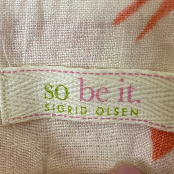 Sigrid Olsen Linen Floral Ankle Pants - Pink, Orange, Tan - Picture 2 of 7